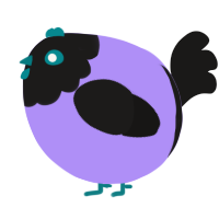 A lilac and sable chicken with a head pattern