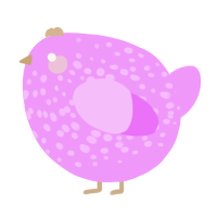 A lavender chicken with a speckle pattern