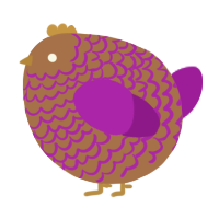 A brown and amethyst chicken with a lace pattern