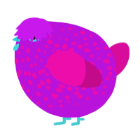 A amethyst and fuchsia chicken with a speckle pattern