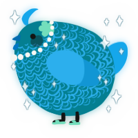 A sea and sky chicken with a double-lace pattern