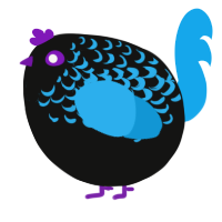 A black and sky chicken with a half-lace pattern