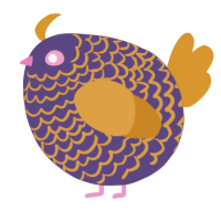 A overcast and orange chicken with a lace pattern