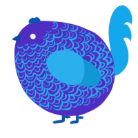 A indigo and sky chicken with a double-lace pattern