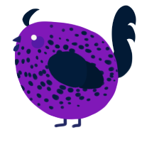 A violet and tumblr chicken with a speckle pattern