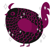 A black and wine chicken with a lace pattern