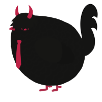 A black chicken with a lace pattern