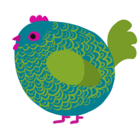 A sea and chartreuse chicken with a double-lace pattern