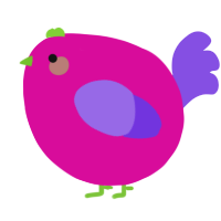 A fuchsia and blurple chicken