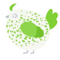 A white and grass chicken with a speckle pattern