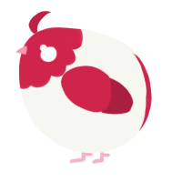 A white and crimson chicken with a head pattern