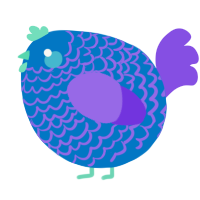 A sapphire and blurple chicken with a lace pattern
