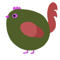 A olive and red chicken