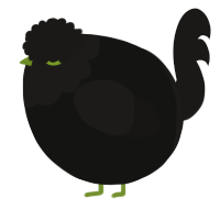 A black and sable chicken with a head pattern