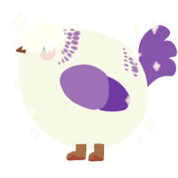 A white and blurple chicken with a neck-band pattern