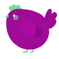 A plum chicken with a speckle pattern