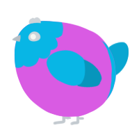 A orchid and cerulean chicken with a head pattern