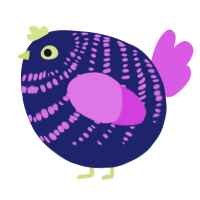A navy and orchid chicken with a bar pattern