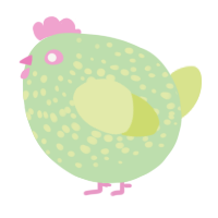 A gluppy and lemon chicken with a speckle pattern