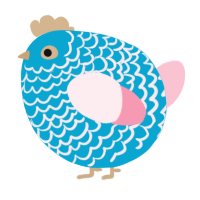 A cerulean and rose chicken with a lace pattern