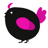 A black and fuchsia chicken
