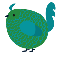 A viridian and teal chicken with a lace pattern