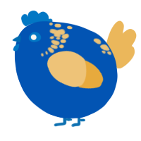 A ultramarine and honey chicken with a neck-speckle pattern
