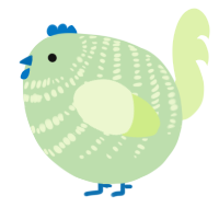 A gluppy and apple chicken with a bar pattern
