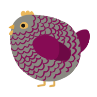 A ash and wine chicken with a lace pattern