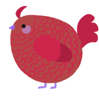 A red and crimson chicken with a lace pattern