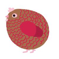 A brown and crimson chicken with a lace pattern