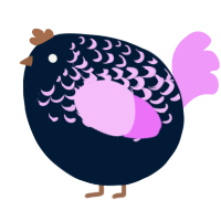 A tumblr and lavender chicken with a half-lace pattern