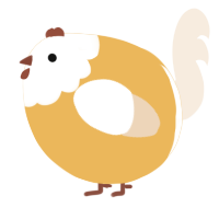 A honey and cream chicken with a head pattern