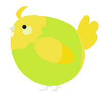A lime and yellow chicken with a head pattern