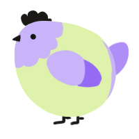 A apple and lilac chicken with a head pattern