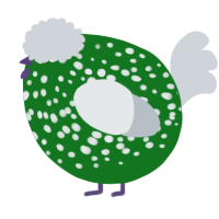 A leaf and mist chicken with a speckle pattern
