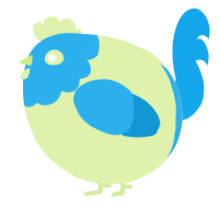 A apple and sky chicken with a head pattern