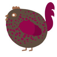 A bark and maroon chicken with a speckle pattern