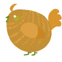 A gold and orange chicken with a bar pattern