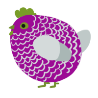 A plum and silver chicken with a lace pattern