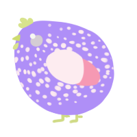 A lilac and rose chicken with a speckle pattern