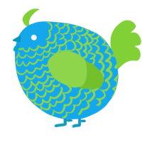 A sky and grass chicken with a lace pattern