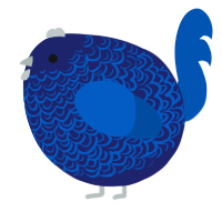 A navy and ultramarine chicken with a double-lace pattern