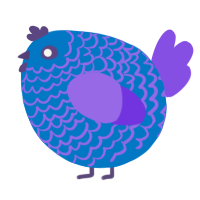 A sapphire and blurple chicken with a lace pattern