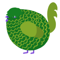 A leaf and chartreuse chicken with a lace pattern