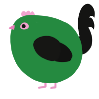 A viridian and black chicken