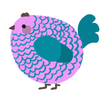 A lavender and sea chicken with a lace pattern