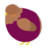 A wine and brown chicken with a head pattern