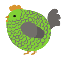 A grass and grey chicken with a lace pattern