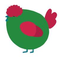 A viridian and crimson chicken